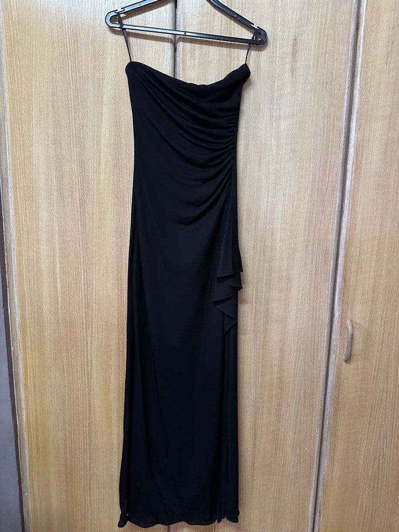Daniel Yam Black strapless full length evening Gown. Size S