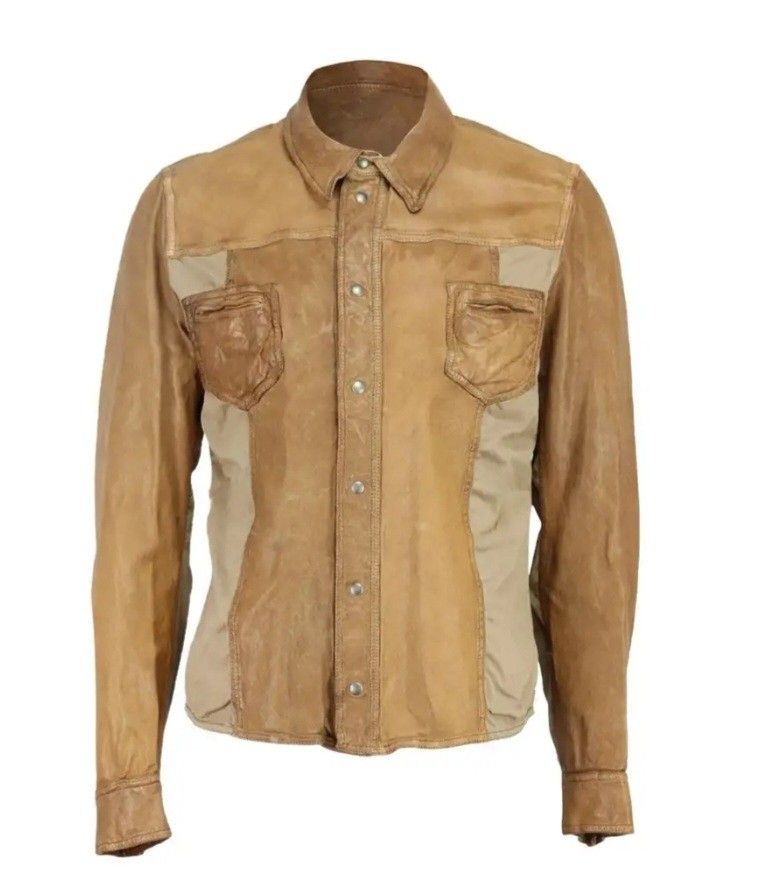 Dolce Gabbana D G Leather Suede Cotton Shirt Jacket Men s