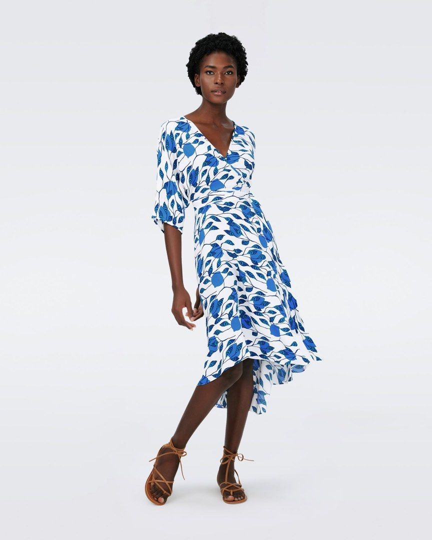 Diane von Furstenberg Eloise Faux Wrap Midi Dress Women s