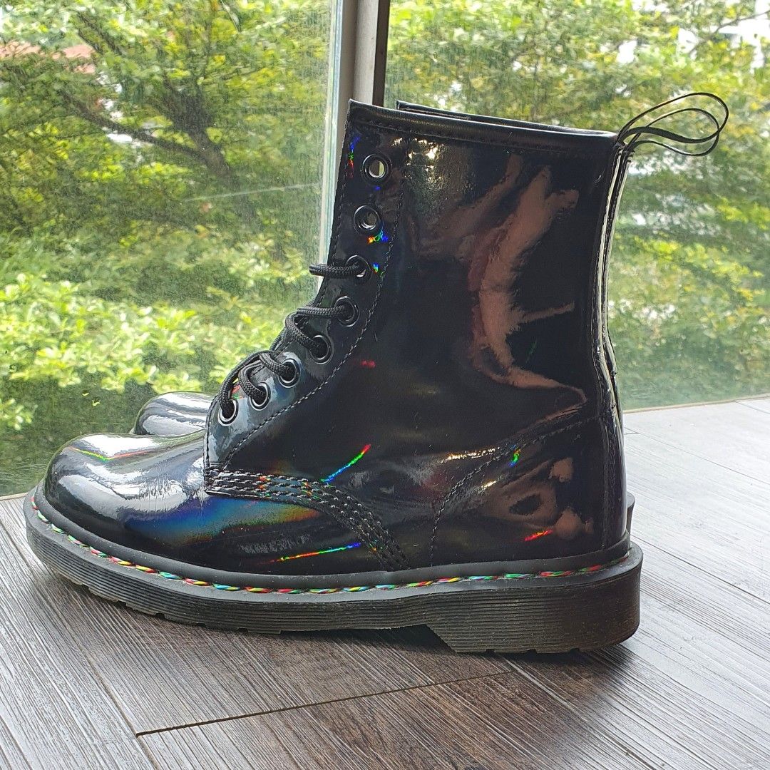 Dr Martens 1460 Rainbow Patent Boots Women s Fashion Footwear