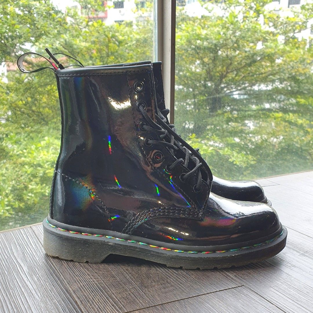 Dr Martens 1460 Rainbow Patent Boots Women s Fashion Footwear