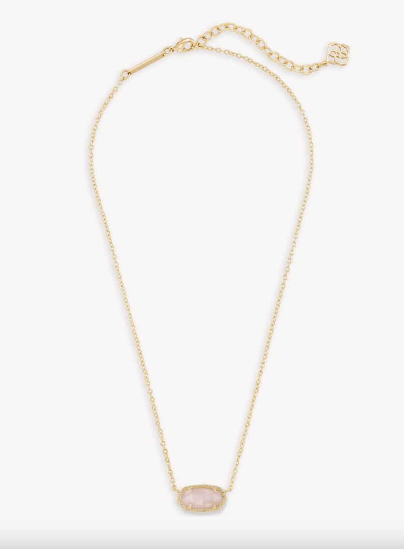 Elisa Gold Pendant Necklace in Rose Quartz Women s Fashion Jewelry Organisers Necklaces on Carousell