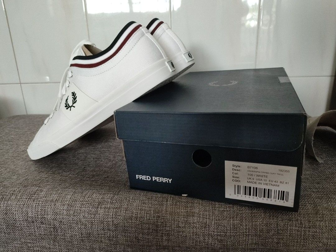 Fred Perry Underspin Tipped Cuff Twill canvas shoes Men s Fashion