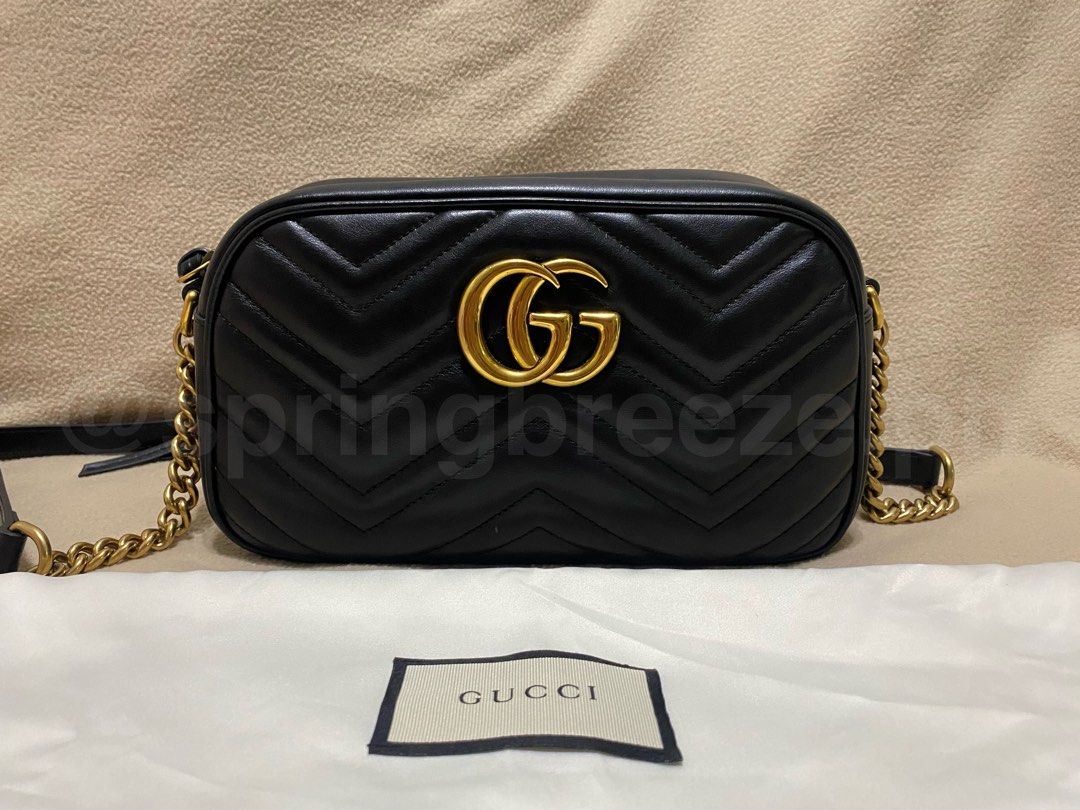 Gucci Marmont Camera Bag in Small (Category: Luxury Bags & Wallets) located in Cavite. Submitted by springbreeze.ph (Listing ID 1281242002, Image 1). Description: 100% authentic bought from Greenbelt used for 5 times only INCLUSIONS: • dust bag • box • paper bag • responsibility card .