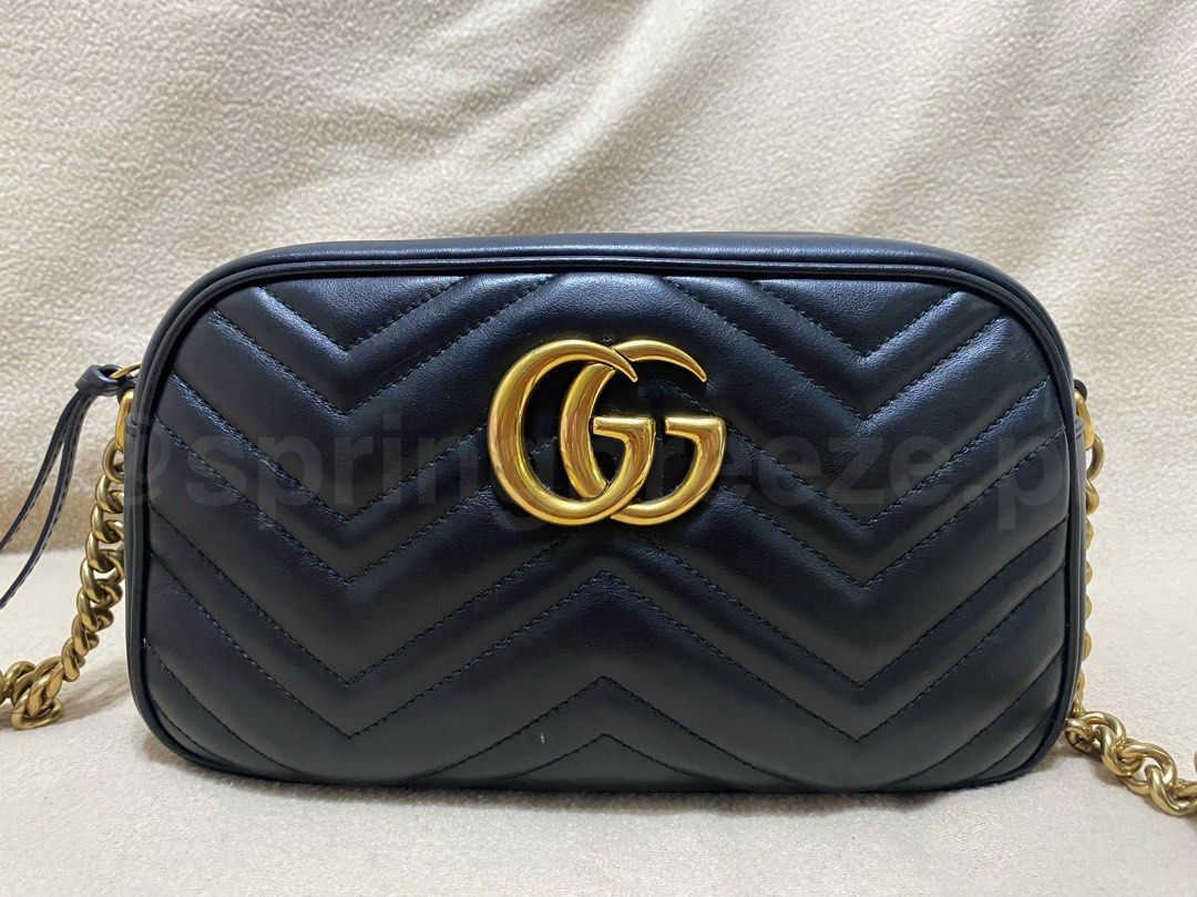 Gucci Marmont Camera Bag in Small (Category: Luxury Bags & Wallets) located in Cavite. Submitted by springbreeze.ph (Listing ID 1281242002, Image 2). Description: 100% authentic bought from Greenbelt used for 5 times only INCLUSIONS: • dust bag • box • paper bag • responsibility card .