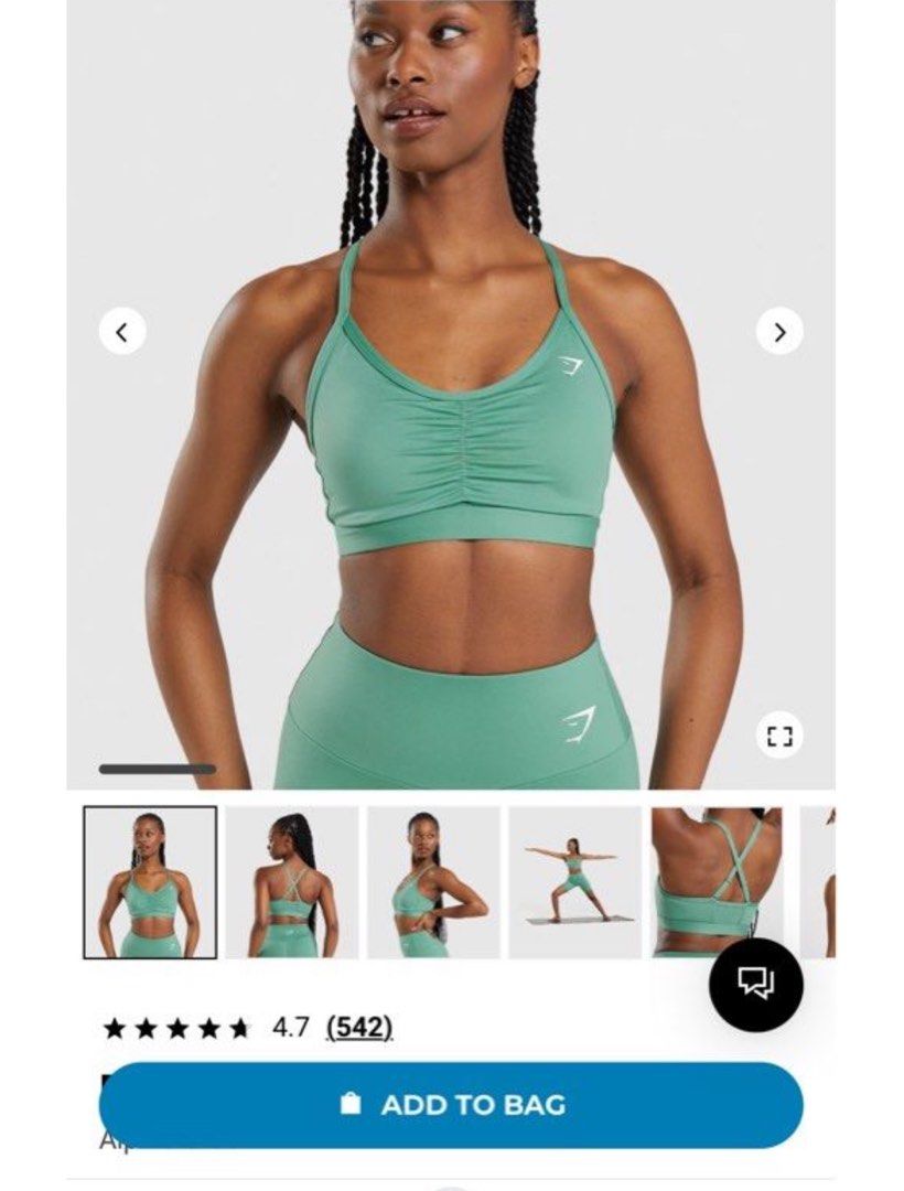 Gymshark ruched sports bra Alpine Green, Women's Fashion, Activewear on  Carousell
