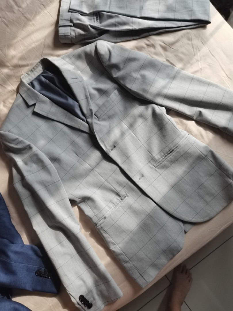 H M Light Grey Blazer with Box Men s Fashion Coats Jackets