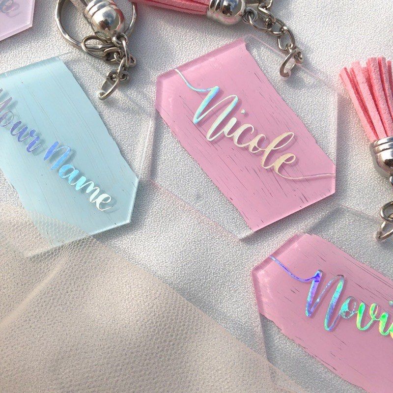 Hexagon Key Chain Custom Hologram Bag Charm