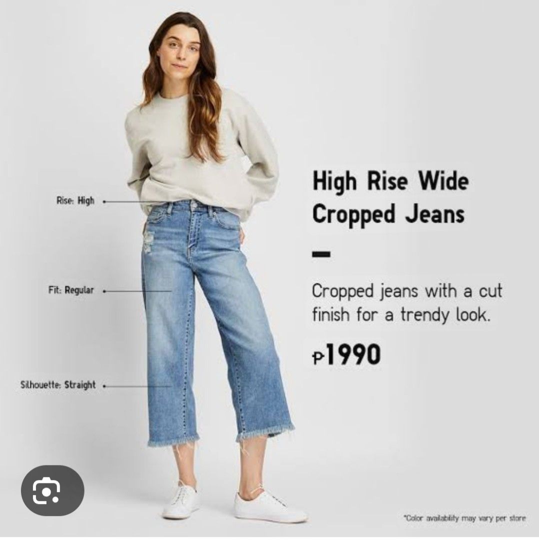 Uniqlo high rise wide cheap cropped jeans