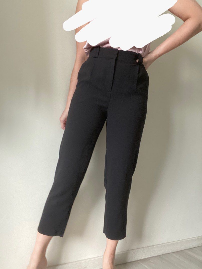 Highwaisted Black Cropped Work Pants
