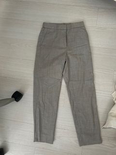 H&M Women Beige Solid Twill Cargo Trousers Pants Joggers (Beige
