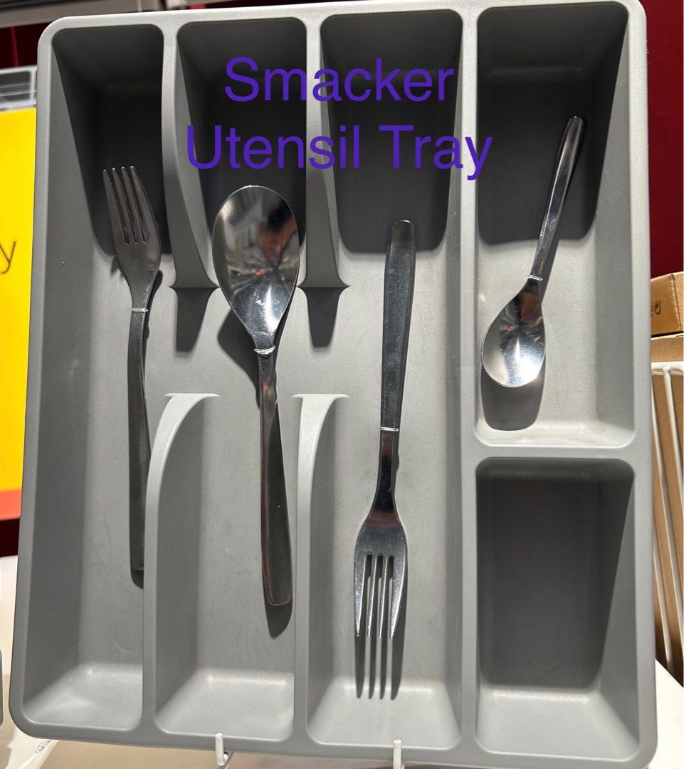 IKEA Smacker Cutlery Tray / Utensil Organizer (Category: Dinnerware & Cutlery) located in Makati City. Submitted by mtmfortune (Listing ID 1281336028, Image 2). Description: Organize your cutleries with this partitioned tray. Less time for searching and more time for fun. For Sale: LEGIT IKEA PRODUCTS! Items are ON-HAND and BRANDNEW! PM me if interested. Check out mtmfortune listings on #Carousell: https://carousell.app.link/POlpHQ5FUGb .