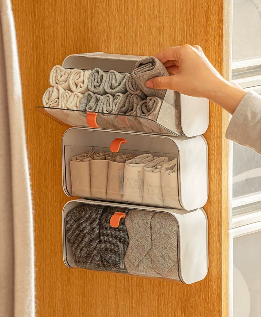 Wall Mounted Closet Organizer Underwear Socks Storage Box Large