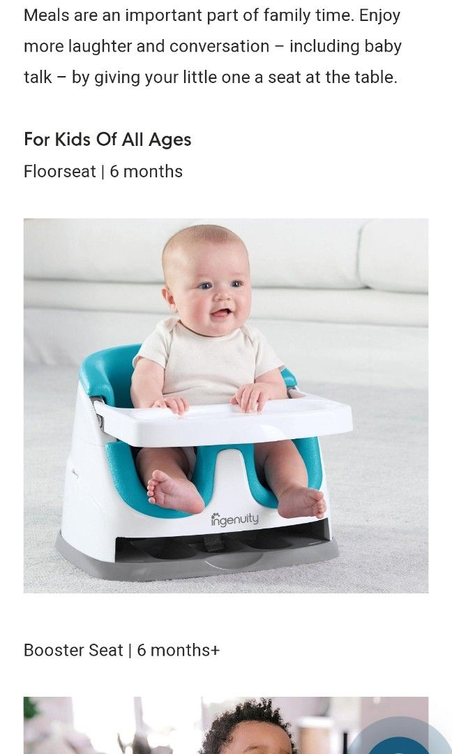 Ingenuity Baby Booster Seat Babies Kids Nursing Feeding