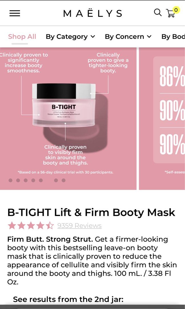 Maelys B-Tight Lift & Firm Booty Mask, Beauty & Personal Care