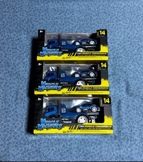Voiture Miniature Muscle Machines 1/64 - Porsche RWB 993 911 Rouge + Camion Flatbed JDM