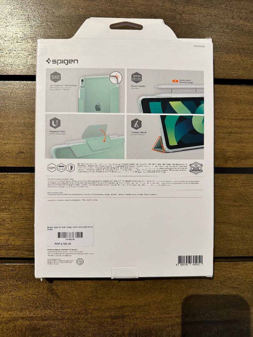 iPad Air Case - Spigen (Green) (Category: Cases & Sleeves) located in Pasig City. Submitted by trust_dailyph (Listing ID 1281249665, Image 2). Description: Very Lightly used and in good condition; all parts are working and in good condition; Authentic Spigen Product (guaranteed) Compatible with: 11 inch iPad Air 4th Gen and iPad Pro 11 inch (1st and 2nd gen) Originally bought for 2,100; Ultra hybrid pro material RFS: Need Funds; I seldomly use th