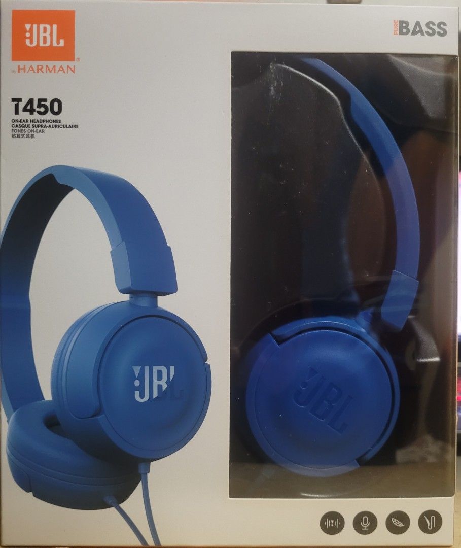 JBL Wired Headphones T450 Blue colour Audio Headphones Headsets on Carousell