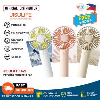 JISULIFE FA21 Portable Handheld Fan 2000mAh USB Rechargeable Mobile Small Cute Gift Desk Mini Fan ( Available in Brown, Pink & White )  - VMI Direct