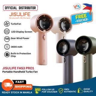 Jisulife FA53 PRO1 Portable Mini Handheld Fan 3600mAh Personalized wind power USB Rechargeable ( Available in Blue, Gree, Pink & White ) -VMI Direct
