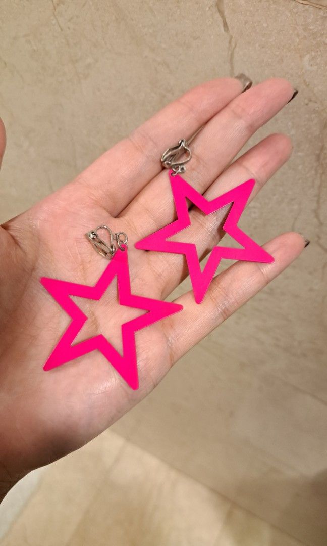 Hot pink star earrings store