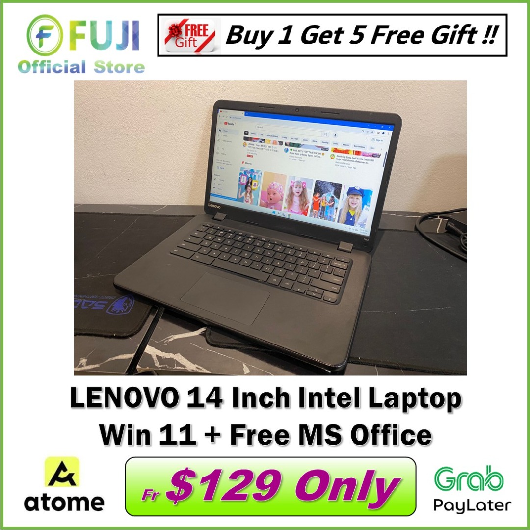 Lenovo 14 Inch Intel Win 11 Laptop Free MS Office Preinstalled