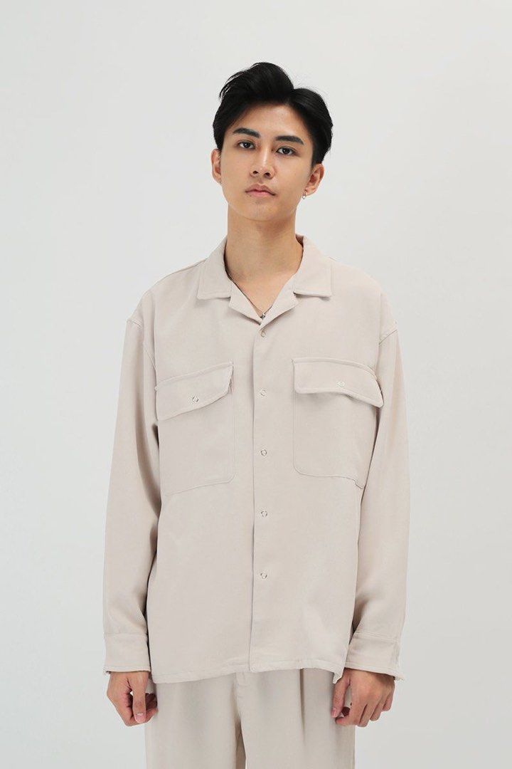 Mens cream overshirt cheap