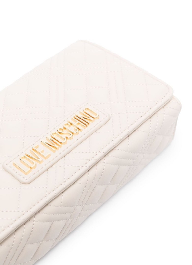 Love Moschino Quilted Crossbody Bag in Cream with Gold Hardware
