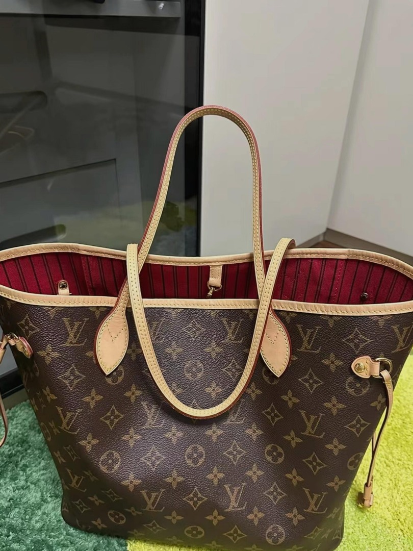 Louis vuitton neverfull monogram outlet red interior