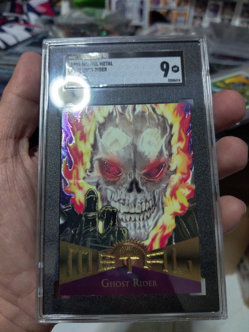 Marvel cards (Category: Raw Singles) located in Caloocan City. Submitted by umali631981-82720 (Listing ID 1281384782, Image 2). Description: Ptpa: for sale slabbed/graded cards * Metal Ghost Rider - 1.5k * Dr. Doom - 800 * Wolve vs. sabre - 1k - take all for 2.5k - thanks - Meetup: San Andres Bukid Manila - shipping: gogoex, lalamove, grab , lbc or JRS - thanks.