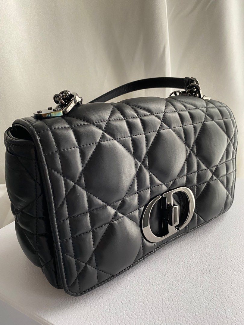 Medium Dior Caro Bag Black Supple Cannage Calfskin