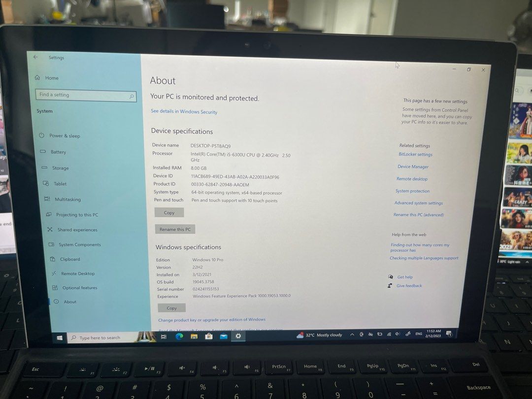 Microsoft Surface Pro 4 1724 i5 6th Gen 8GB 256GB Computers