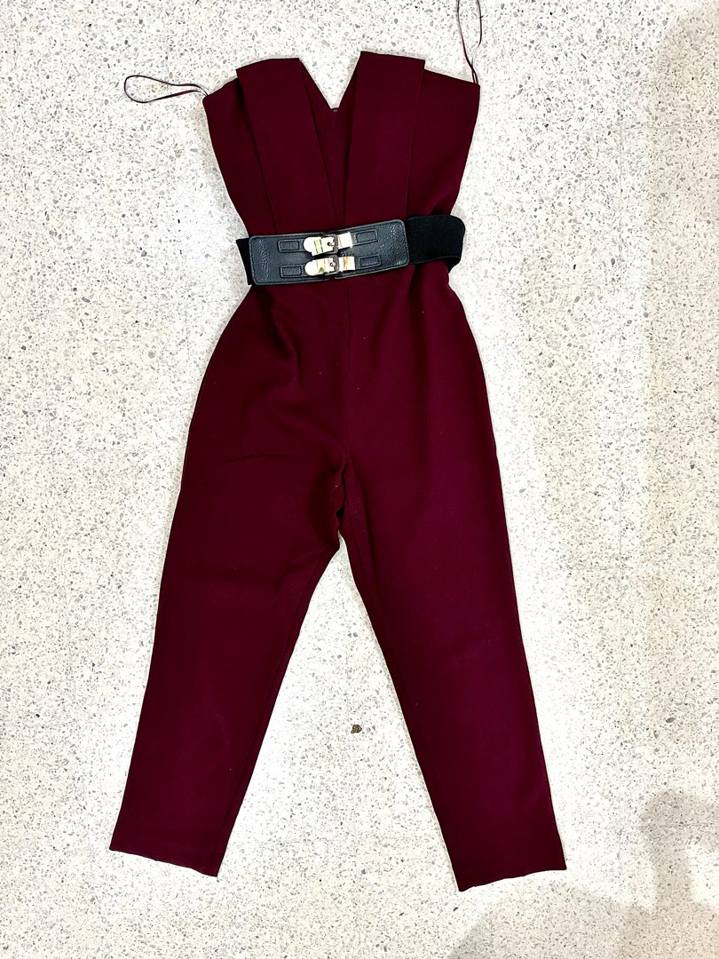 Miss selfridge burgundy jumpsuit top