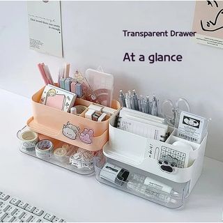 Multifunctional Desktop Organizer Storage Box with Drawers Household Stationery Cosmetics Organizer