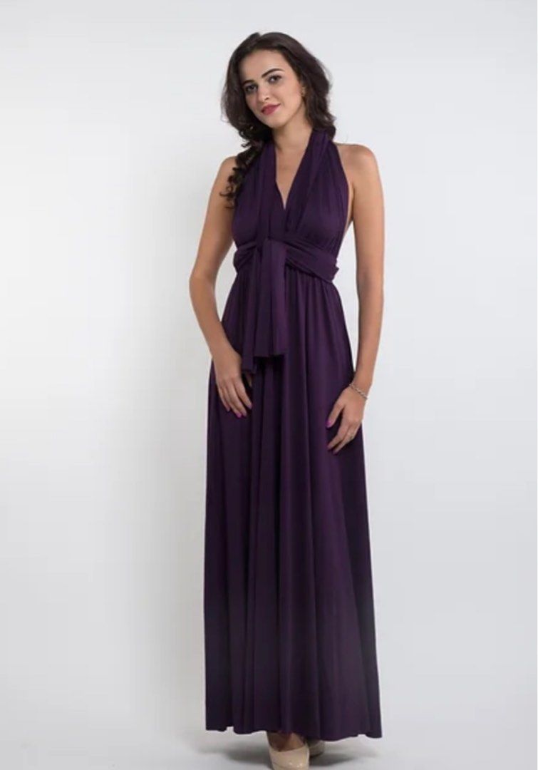 My Little Bow Convertible Dress Eggplant Purple Women s Fashion