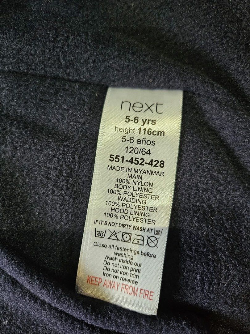 Next UK brand original padded fleece jacket