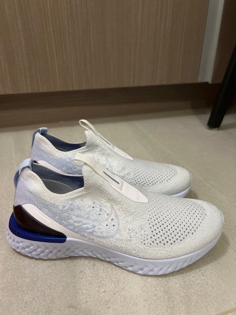 Nike Epic Phantom React Flyknit White and Hydrogen Blue Size 7.5