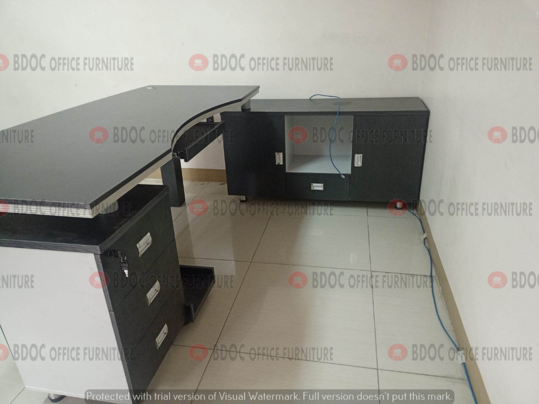 office table with side drawer and side cabinet / office table / office ...