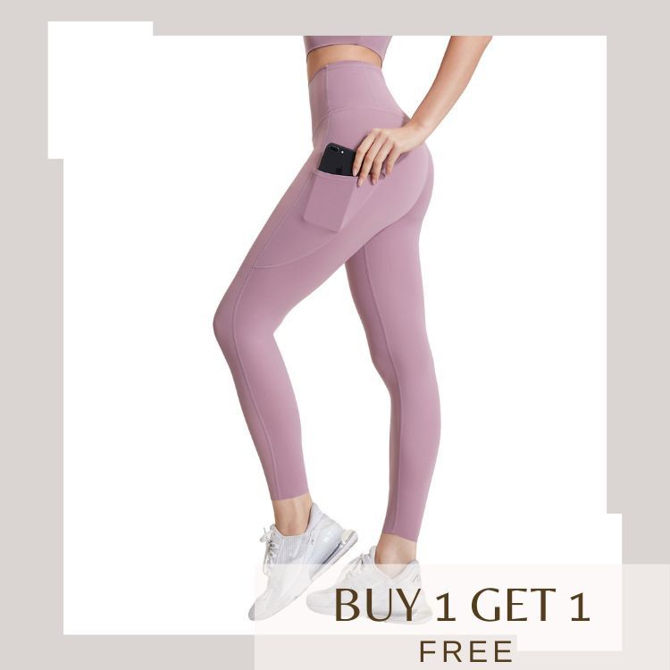 OmmyGod! Malka Side Pocket Workout Leggings Purple, Women's