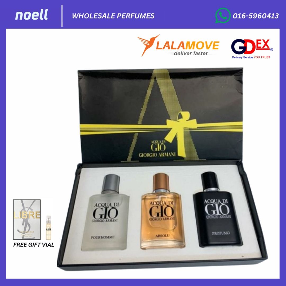 ORIGINAL] AUTHENTIC READY STOCK GIORGIO ARMANI ACQUA DI GIO SET PERFUME FOR  MEN, Beauty & Personal Care, Fragrance & Deodorants on Carousell