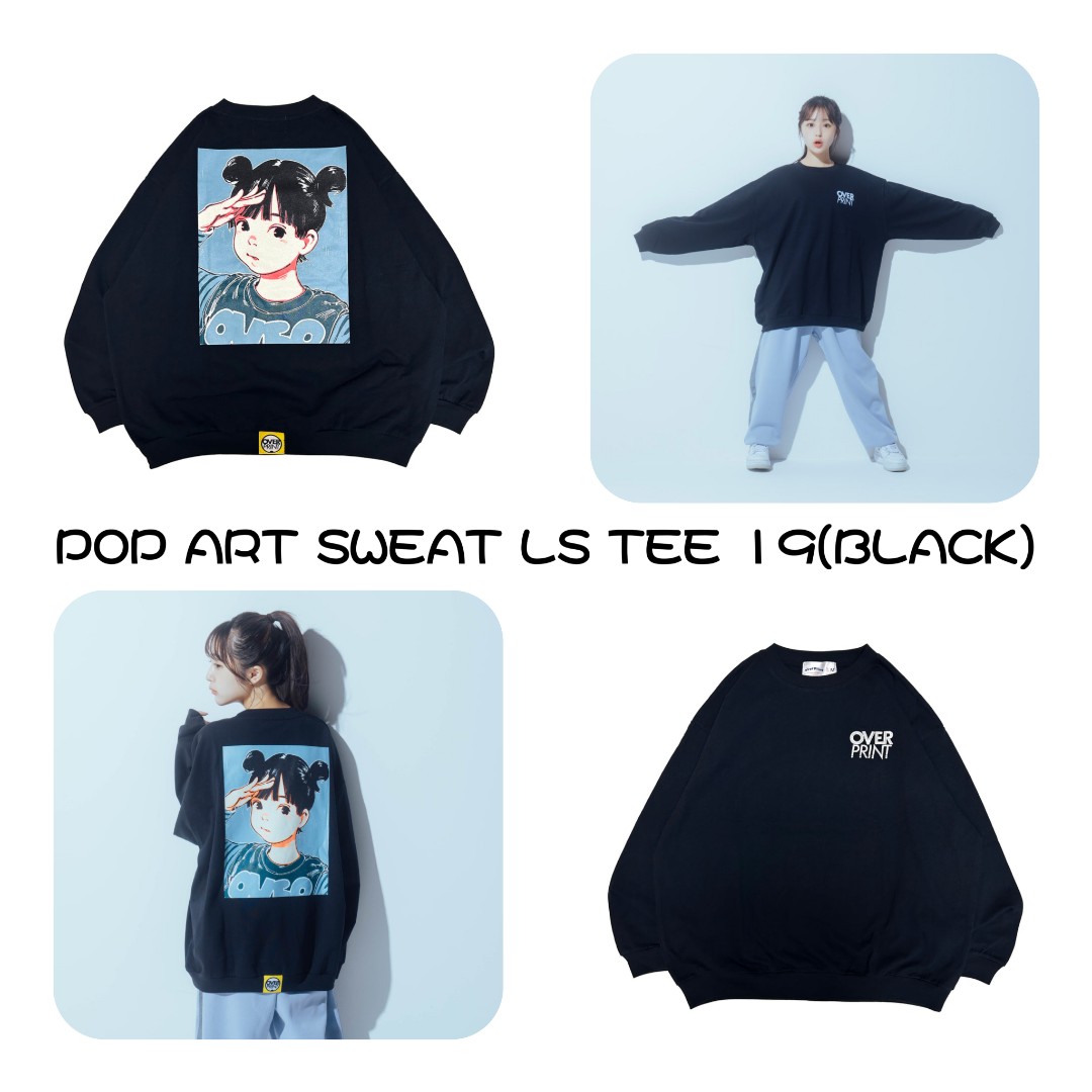 OVERPRINT POP ART SWEAT LS TEE 19(BLACK), 男裝, 上身及套裝, 衛衣