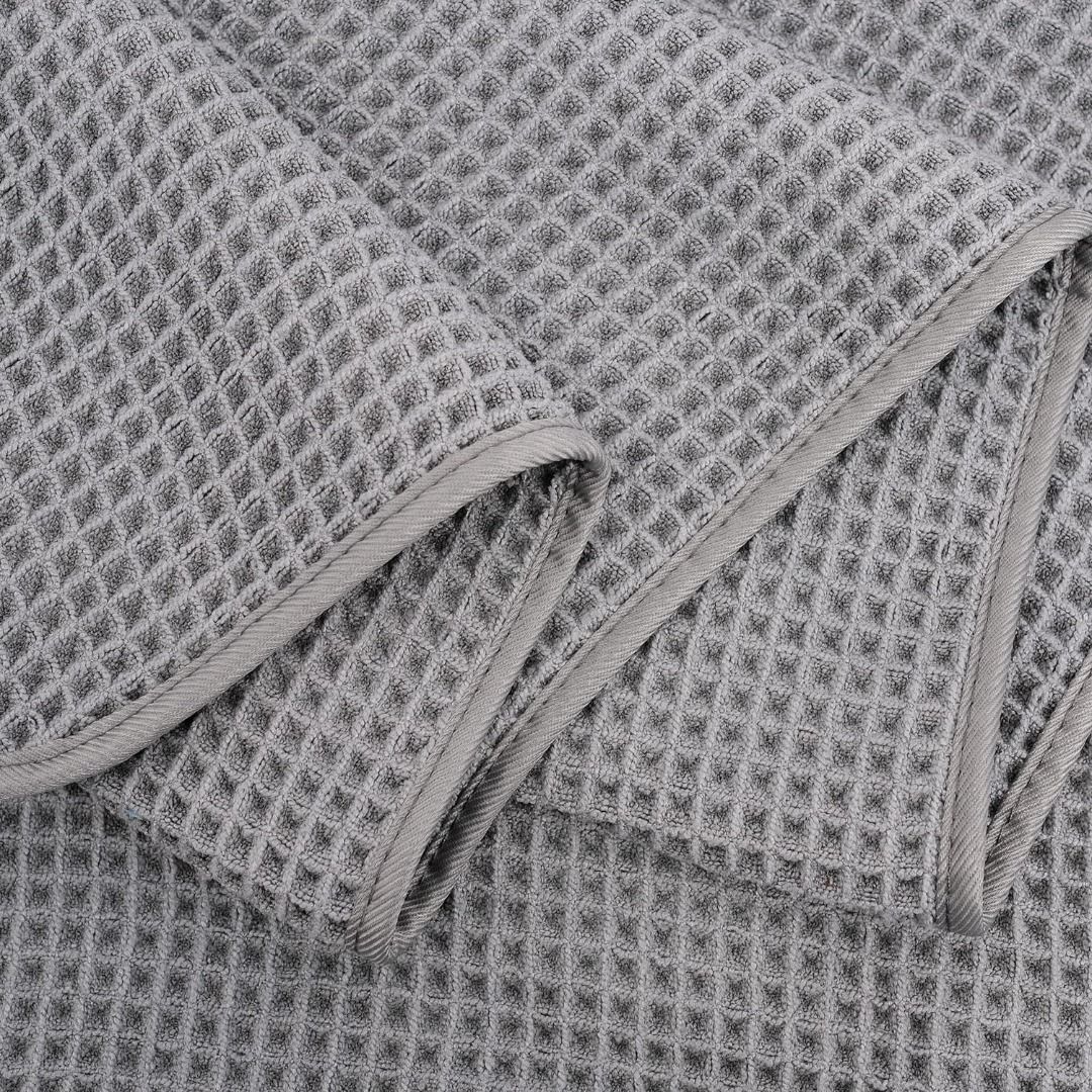POLYTE Microfiber Oversize Quick Dry Lint Free Bath Towel, 60 x 30 in, Set  of 2 (Gray, Waffle Weave)