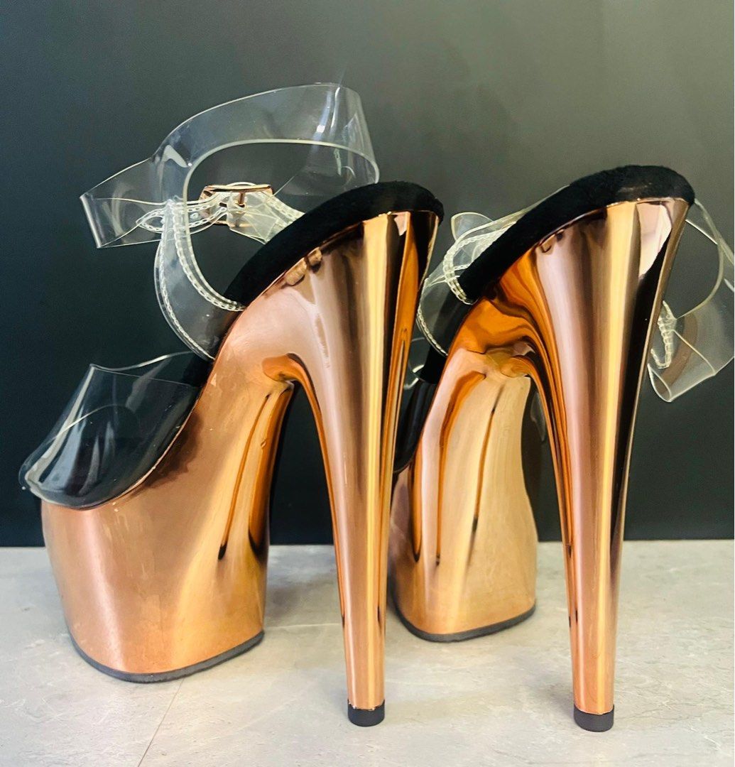 Pleasers Rose Gold Chrome Pole Heels