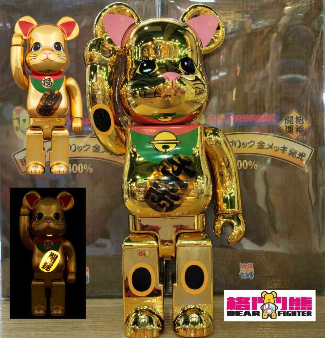 BE@RBRICK 招き猫 開運 金メッキ 発光 400％エンタメ/ホビー