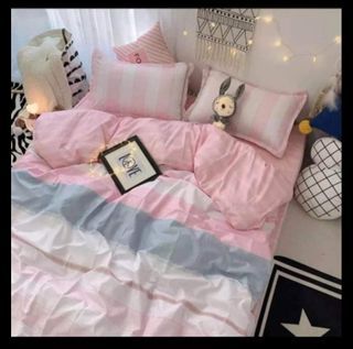 ‼️RUSH‼️Project Hom 4 in 1 Single Pink Beddings Set