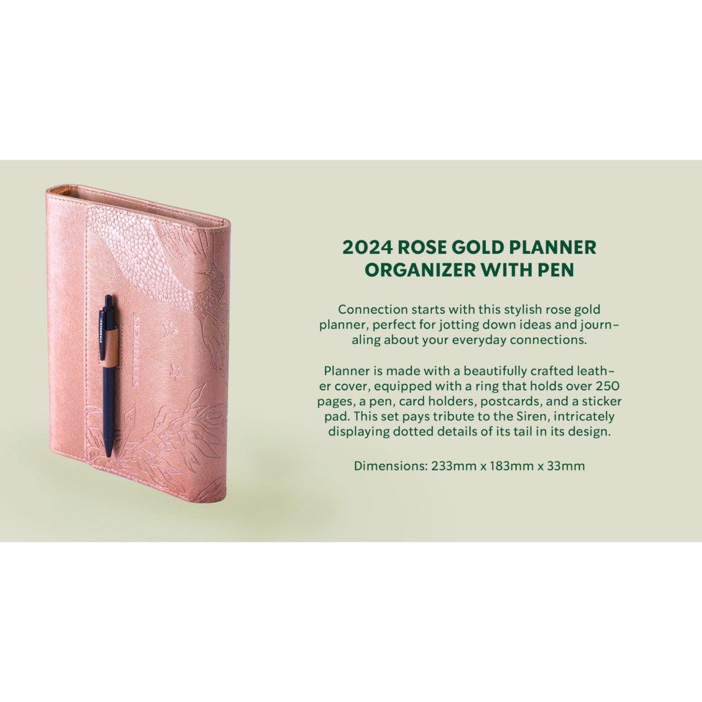 SEALED rose gold starbucks planner 2024 starbucks rose gold planner