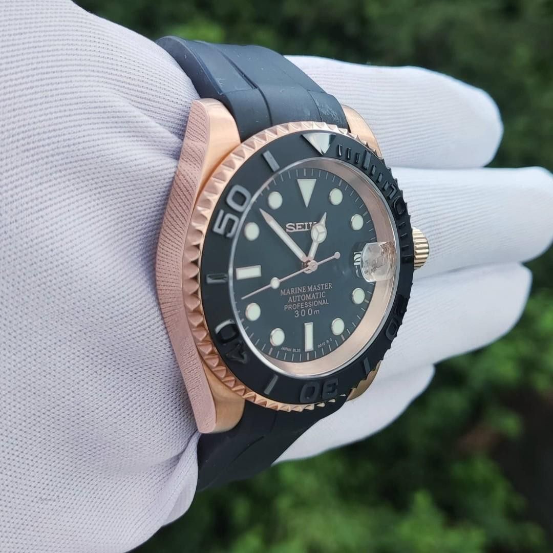Seiko Mod Rose Gold Yatchmaster, Men's Fashion, Watches