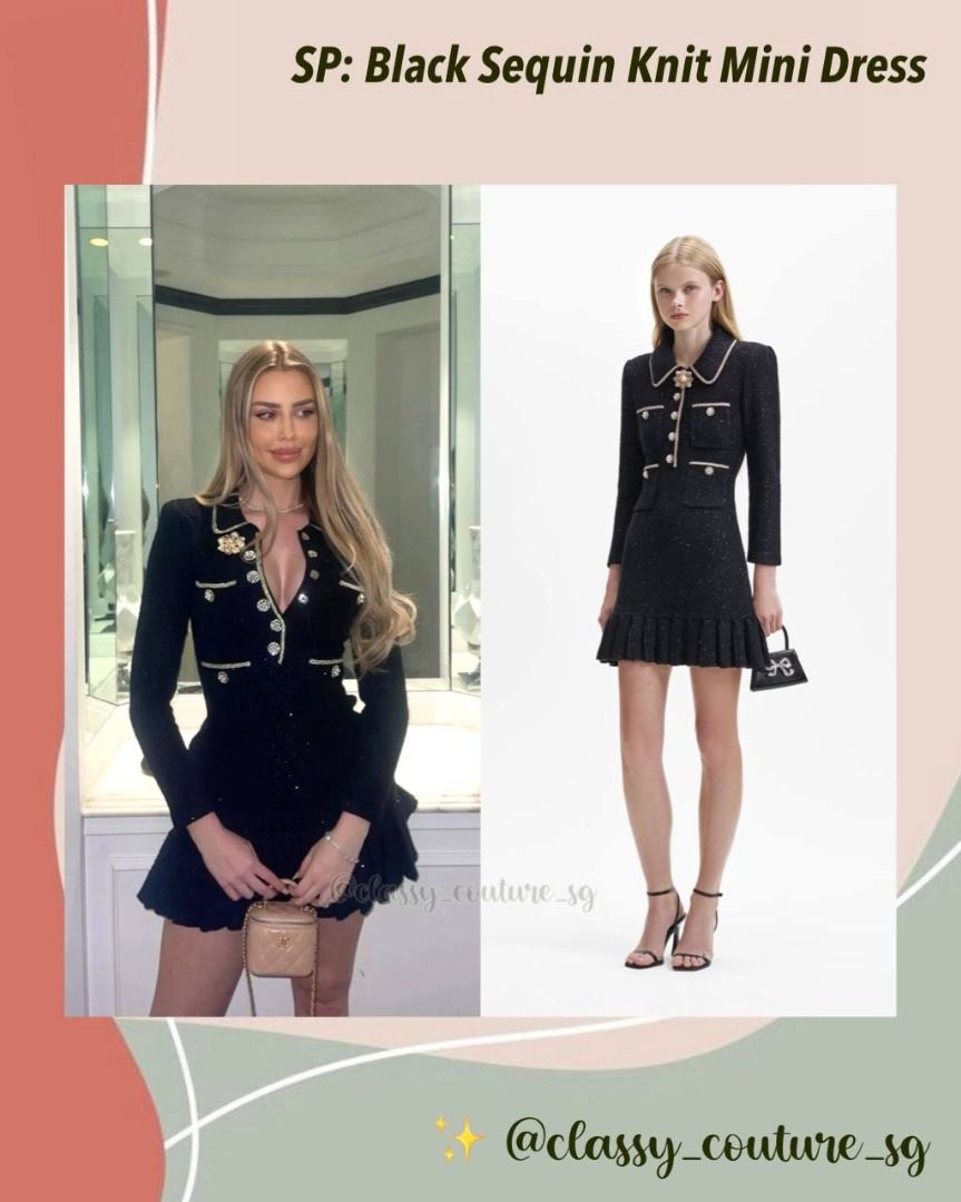self portrait black sequin knit mini dress Self-Portrait - Black Sequin Knit Mini Dress