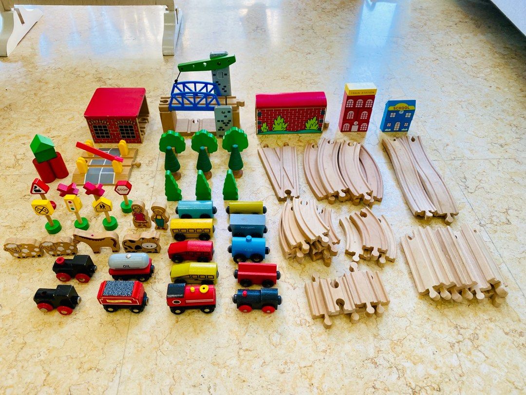 argos toys wooden train set