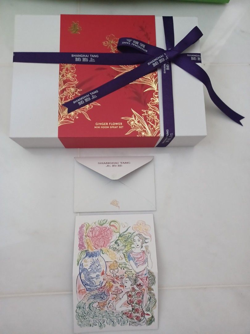 Shanghai Tang Ginger Flower Mini Room Spray Set + Gift Card + Paper Bag